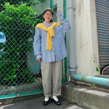 GAPバンドカラーストライプシャツ