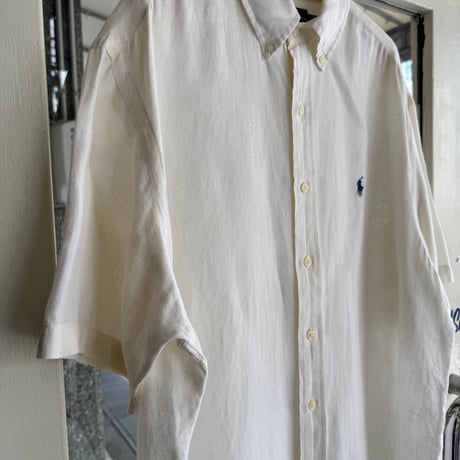 Ralph Laurenリネン半袖シャツ 白 L