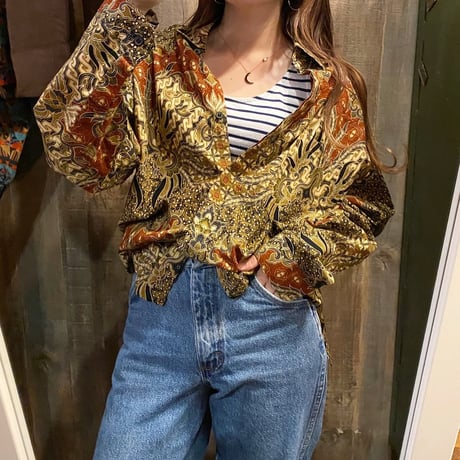 ロングスリーブ柄シャツ