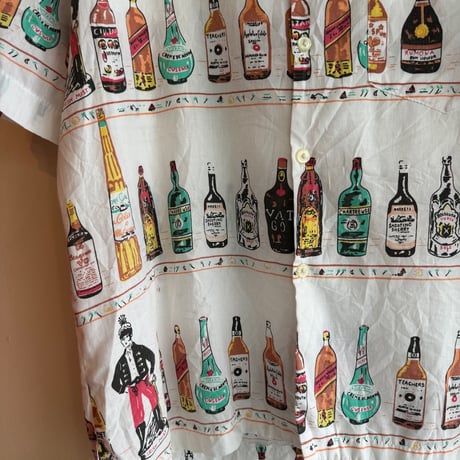 70's〜お酒総柄シャツ