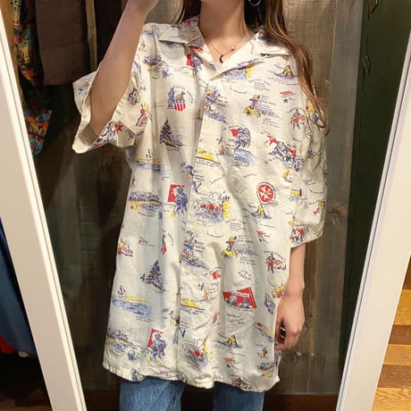 USA製開襟ビッグ柄シャツ
