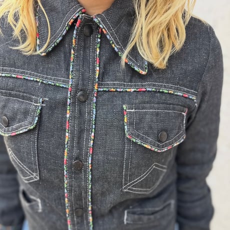 パンダパッチワーク刺繍デニムジャケット