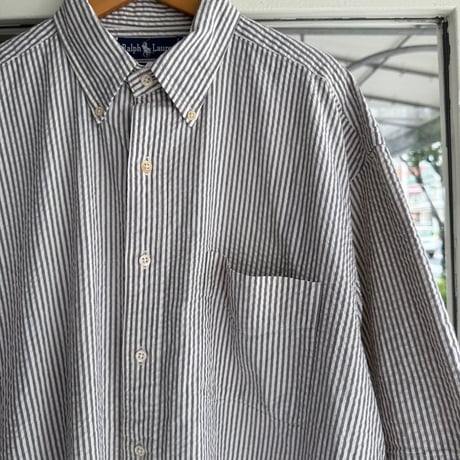Ralph Lauren 半袖シアサッカーストライプシャツ