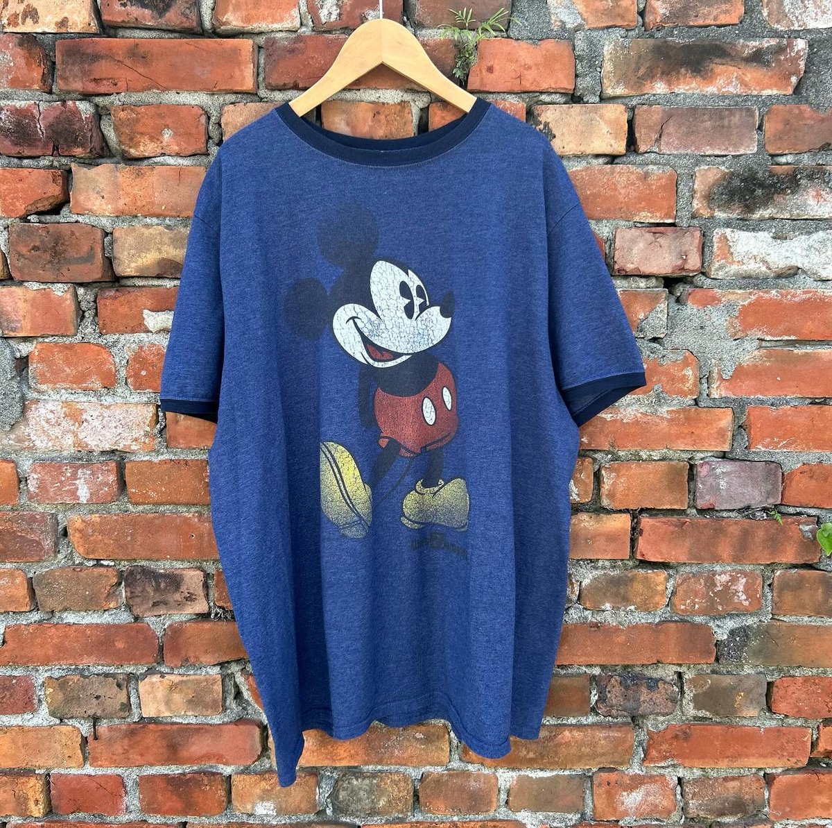 ミッキーマウス プリント Tシャツ ヴィンテージ Hanes USA製 Lサイズ 超美品 90s ブート ミッキーマウス 染み込み ヘインズ USA製