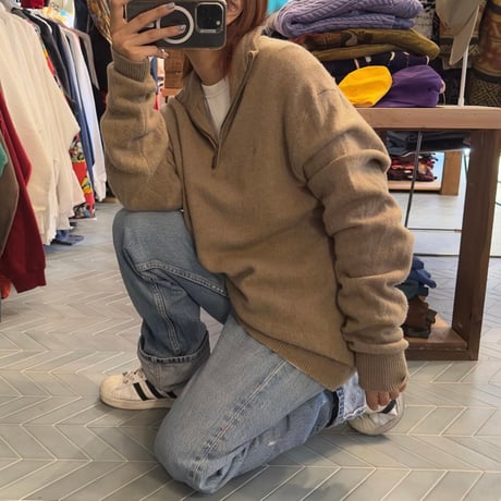 POLO ウールハーフジップニット