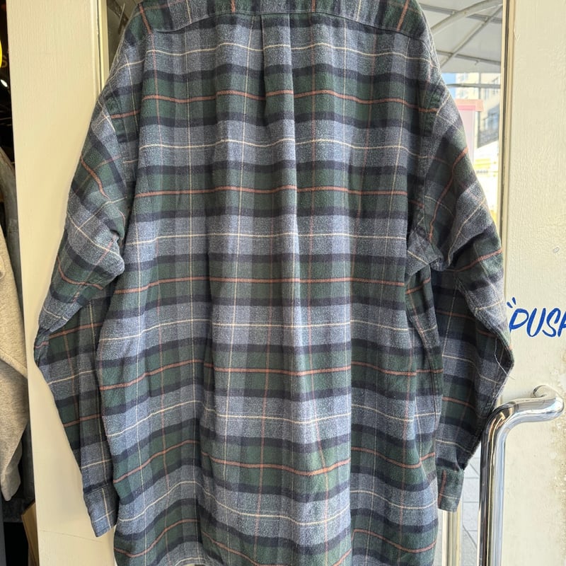 人気 90s ラルフローレン BENFORD ネルシャツ ブラック グレー XL 好配色 90s ラルフローレン BENFORD ネルシャツ ブラック グレー