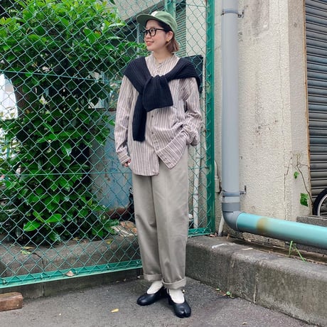 ストライプバンドカラーシャツ