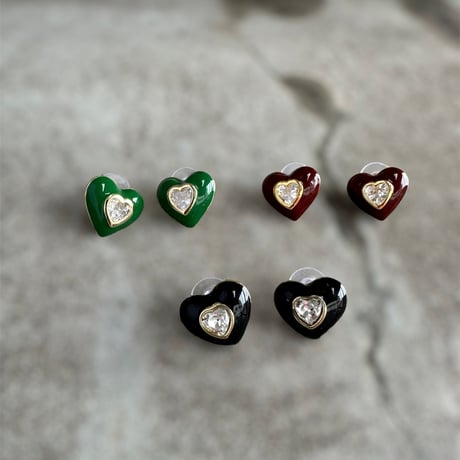 Enamel heart earrings