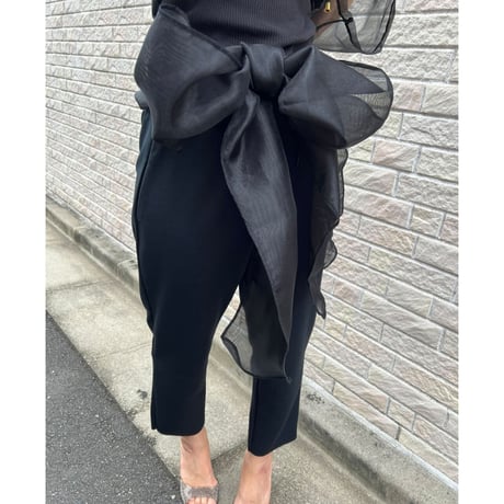 organza bow belted pants