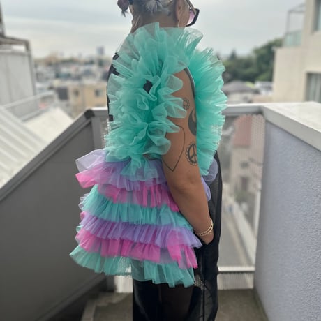 DIR69 x burself stripe tulle bag