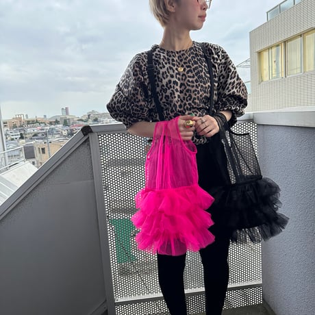 Frilled tulle shopper bag by burself x DIR69