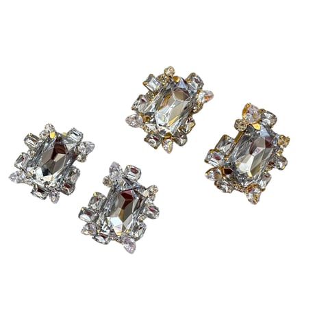 Square bijou clip earrings