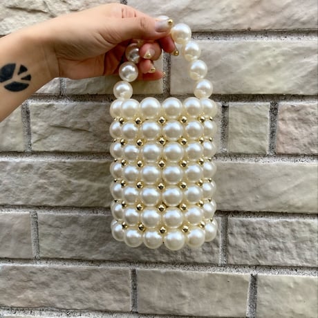 Beaded bucket bag