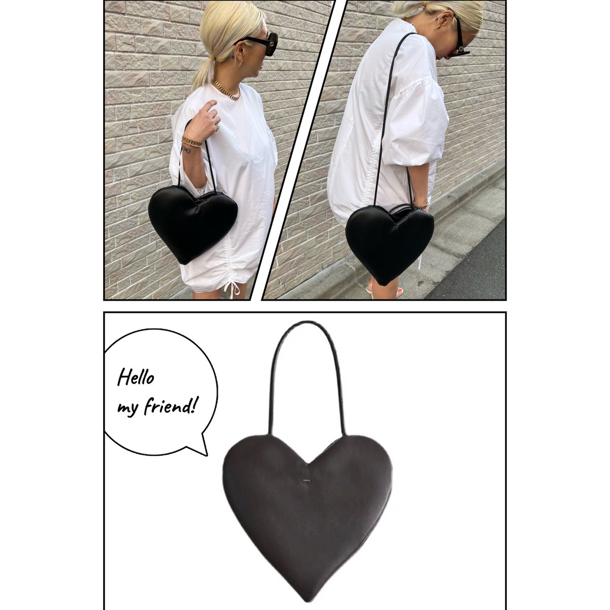 Black heart shape bag | burself