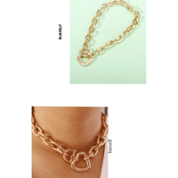 Heart clasp chunky chain necklace