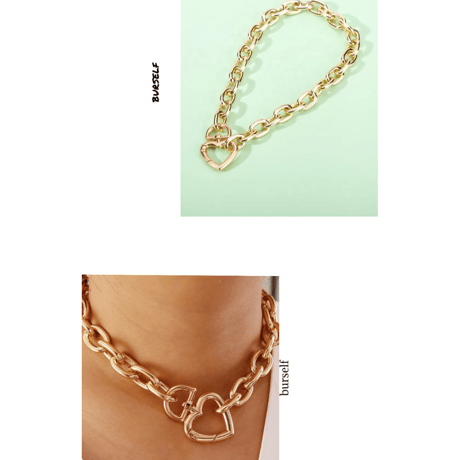 Heart clasp chunky chain necklace