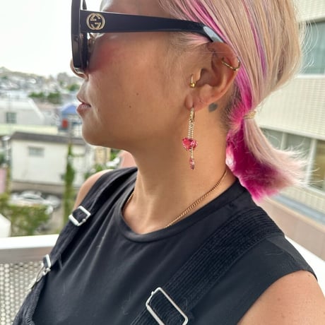 Pink heart design earrings