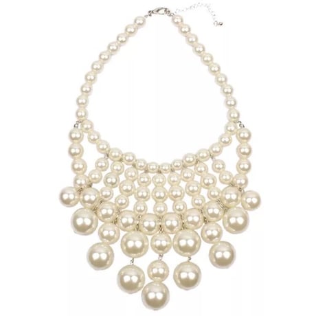 Pearl bib necklace and pierced earrings set