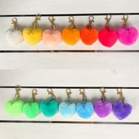 Heart pompom key ring