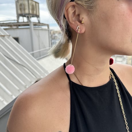 Wild flower pompom earring