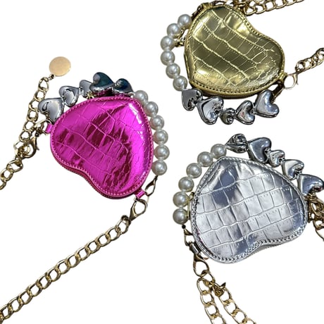 Metallic mini heart bag