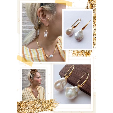 Baroque pearl hook earrings