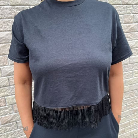 fringed hem cropped top