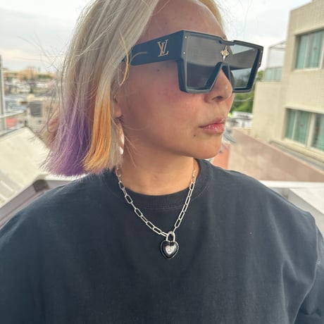 Black heart lock necklace