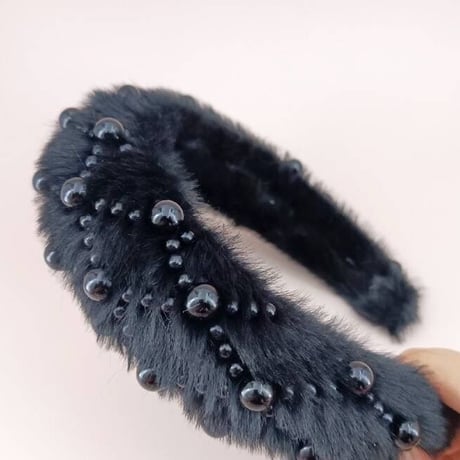 eco fur w Pearls headbands
