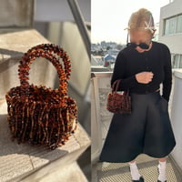 Brown beaded fringe bag