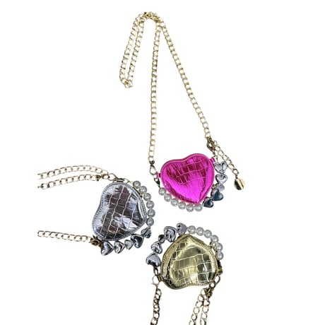 Metallic mini heart bag