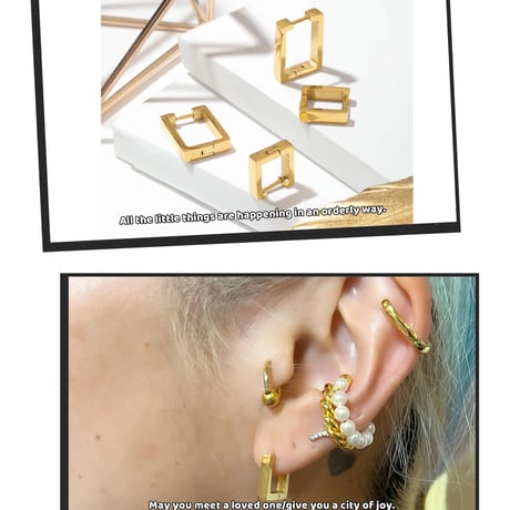 Square gold earrings
