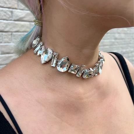 Clear bijoux short necklace