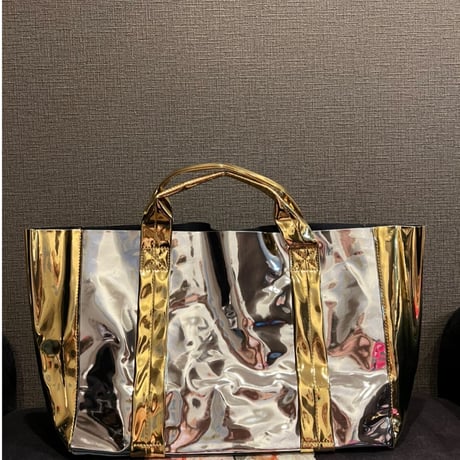 Silver / gold mix mirror tote large