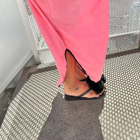 Deep back open pile dress