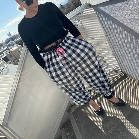 Gingham balloon pant