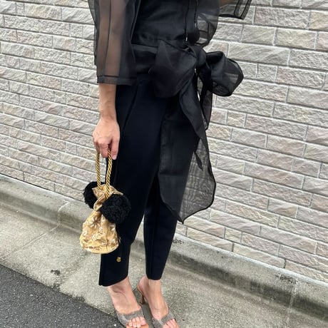 organza bow belted pants
