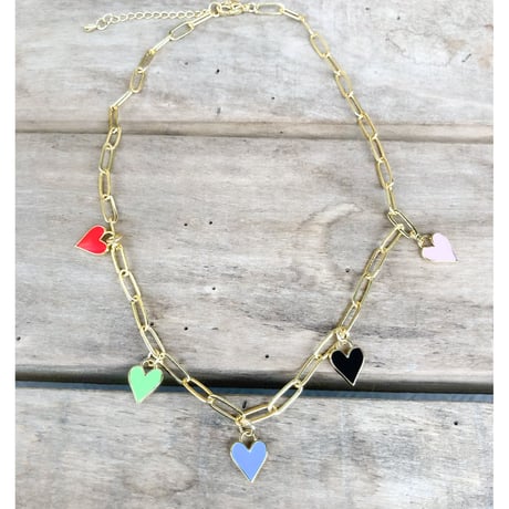 Colorful heart enamel necklace