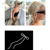 Long Pearl ribbon hair pin