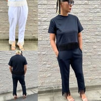 fringed hem pants