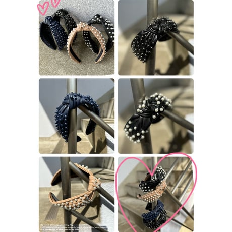 Eco leather knot headband w beads