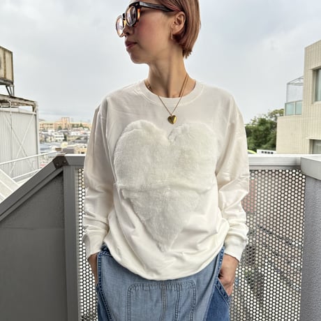 Burself Fur heart sweat tops
