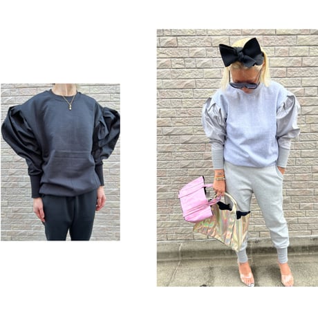 Big puff shoulder sweat top