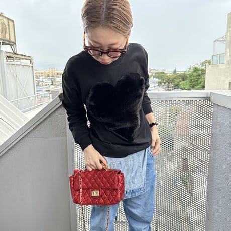 Burself Fur heart sweat tops