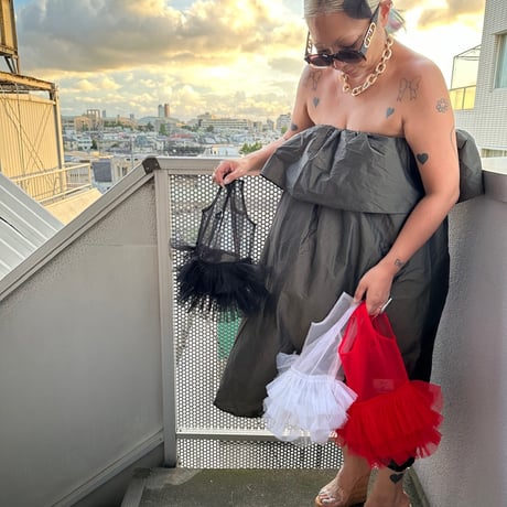 Frilled tulle shopper bag by burself x DIR69