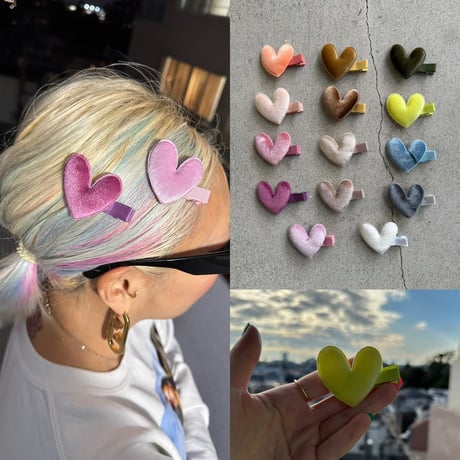 Mini velour heart clip