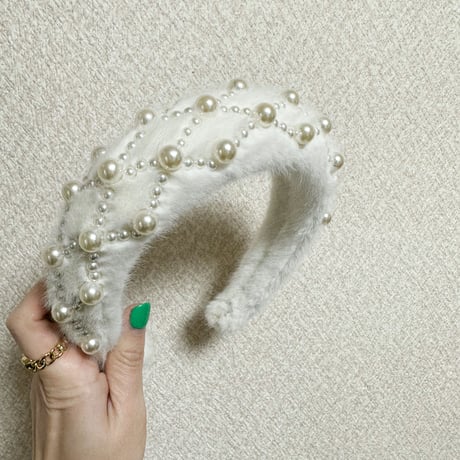 eco fur w Pearls headbands