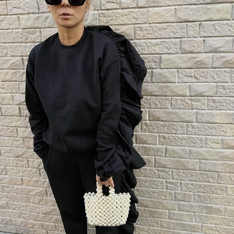 Pearl & gold beaded mini tote