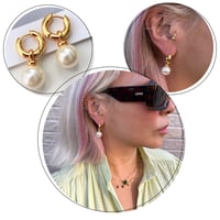One pearl hoop earrings
