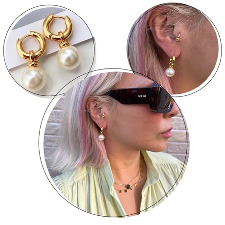 One pearl hoop earrings